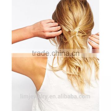 Hot sale triangle hair clip fashion brass gold triangle hair pin accessory