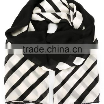 2016 the most fashion women scarf 100% cotton black and white stripes scarf