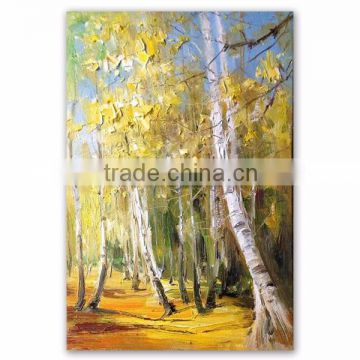 Custom Art Painting Famous Beautiful Modern Oil Painting of Autumn Birth Trees for Home Decor