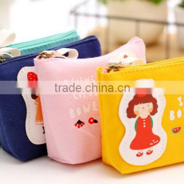 fashion cuostomized canvas Zipper cotton little girls printing wallet fancy promotional gift lassock printed euro coin purse