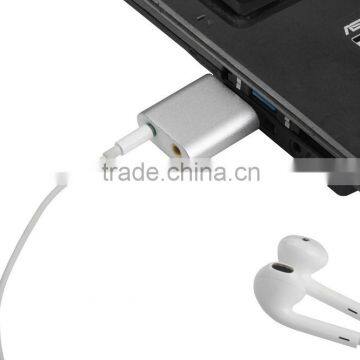 Portable Aluminum External USB Audio Adapter Sound Card driver with Stereo Headphone/Speaker