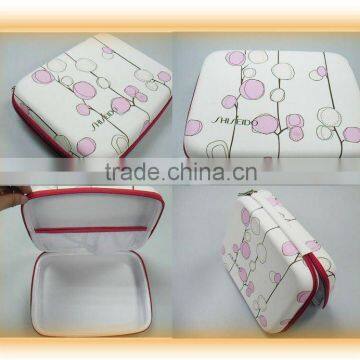 NewWhite pu leather printing logo eva mould leather cosmetic case