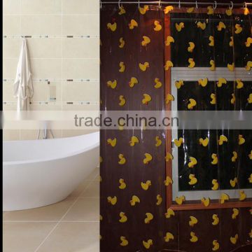 2014 new 3D Printed Duckling design PEVA shower curtains