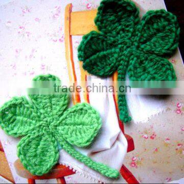 Four Leaf Clover design crochet flower for garment