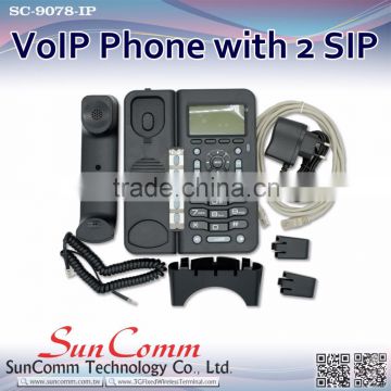SC-9078-IP with 2 SIP line, 6 feature key, 4 soft key, PoE optional VoIP Phone