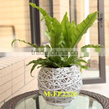 Beautiful white wicker flower basket & indoor decoration basket & cheap flower pot