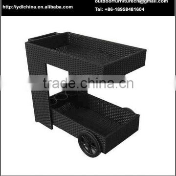 aluminum frame and PE rattan woven serving cart for outdoor