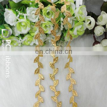 Decoration gold satin leaf ribbon