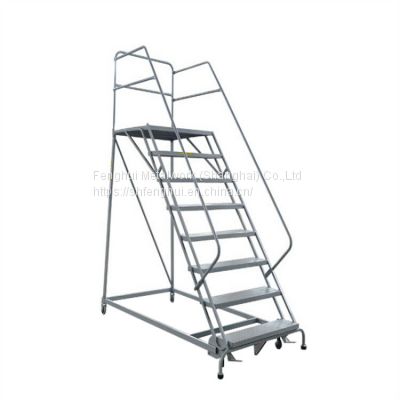 Warehouse mobile platform ladder storehouse shelf climbing ladder silent wheel shelf ladder pick up stool
