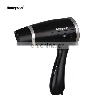 Honeyson hotel 1200W black plastic material hot and cold hair dryer