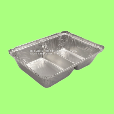 800ml 2 Compartment Disposable Aluminum Foil Meal Box