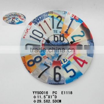 embossed round metal clock, wall clock