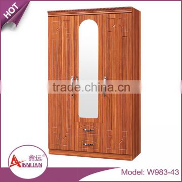 China suppiler bedroom furniture design cheap modern 3 door wooden bedroom wall wardrobe
