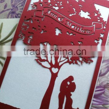 Romantic red love tree laser cut wedding invitations