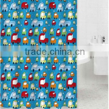 Lovely style drawing cars polyester shower curtain, bath curtain for family