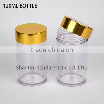 2016 new product 120ml golden cap bottle,airless bottle personal care capsule bottle