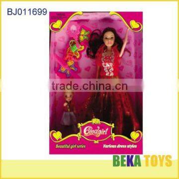 hot selling asian girl beautiful doll with daughter KELLY doll with cosmetic accessories