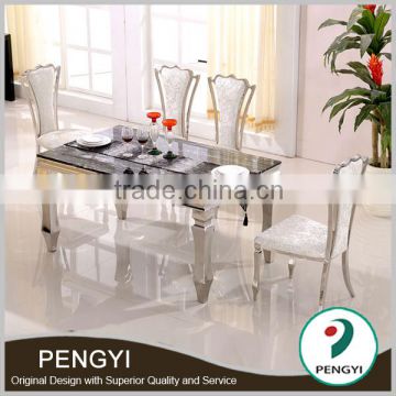 Newest design dining room stainless steel dining table designs