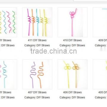 different color and shapes party crazy straw