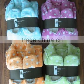 Coral Fleece Printed Bathrobe set with slippers for Girl