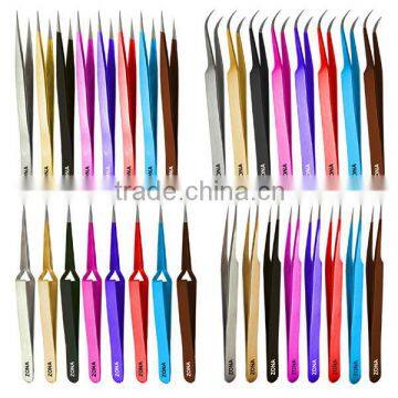 Burgundy/Rose/Chocolate/Purple/Black/Silver/White/Wedding/Gold/Yellow/Peach/Magenta/ Rainbow Shaded Eyelash extension Tweezers