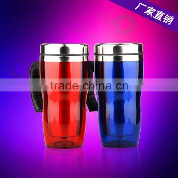 Double Wall Stainless Steel plus Plastic Auto Hot Drinking Mug Cup