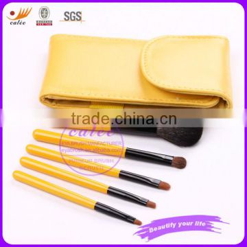 5pcs Popular yellow cosmetic brush set with mirror