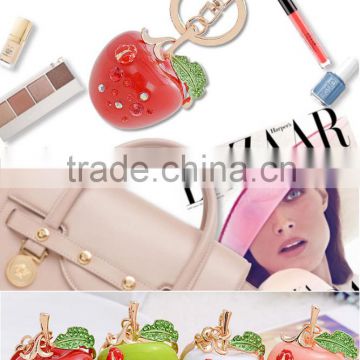 Colorful Crystal Rhinestone Accessories 3D APPLE shape key chains and key rings