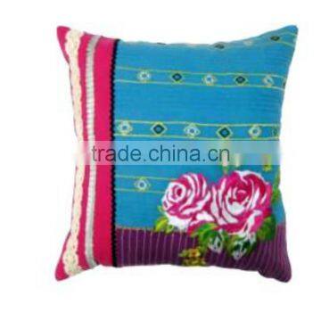 Multi Patched and Heavy Embroider Laces Cushion Cover