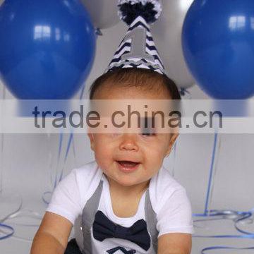 Baby Boy 1st Birthday Outfit Navy And Gray Chevron Navy Bow Tie Gray Suspenders Party Hat Leg Warmers
