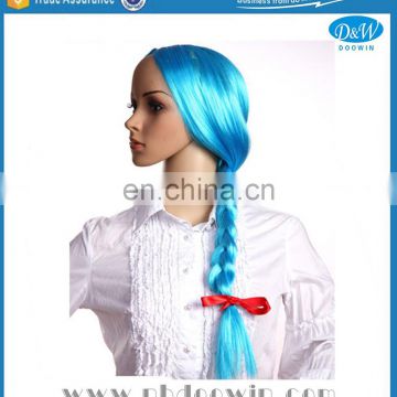 Girls Blue Long Braided Party Wigs