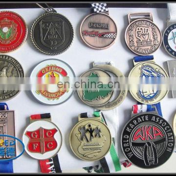 Custom metal sports souvenir enamel color medal with ribbon
