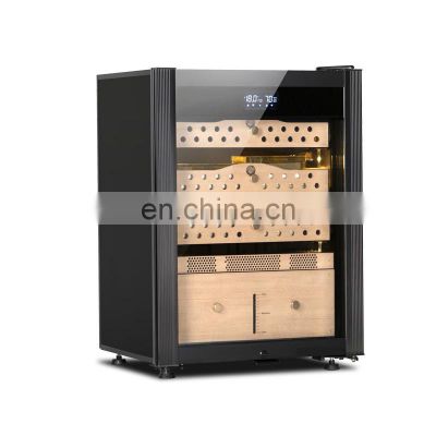 Small Mini Electric Cigar Humidifier Compressor Thermoelectric Humidity Control Wooden Shelf Cigar Cabinet for Collections