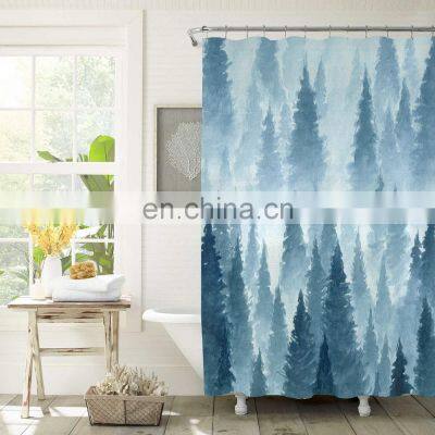 Wholesale waterproof print tree blue bathroom shower curtains 3d shower curtain