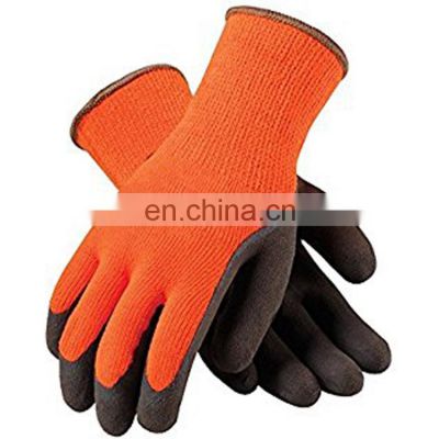 Foamed Latex Coated Warm Winter pvc dotted cotton Safety Working Gloves