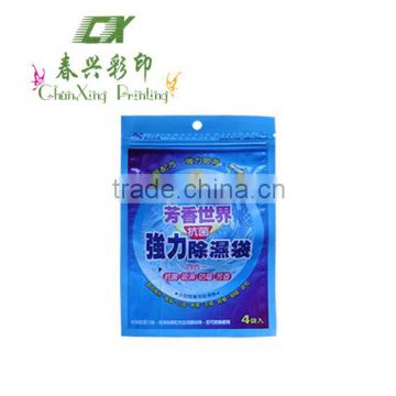 zipper top three sides sealed plastic bag with tear notch and hanging hole