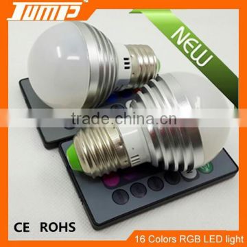 Factory directly sale IR remote control E27 16 colors 3W RGB LED lighting