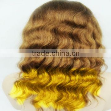 Human hair lace front wigs two tone color wig