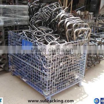 Foldable Stackable Storage Wire Mesh Containers With Wheels