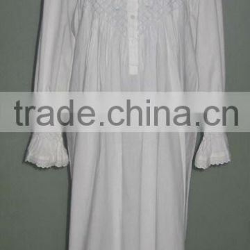 Factory Manufacturer White Cotton Nightgown