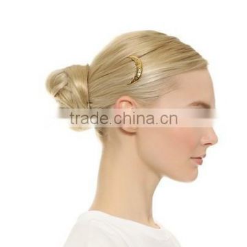 Yiwu factory gold moon hair clip,alloy hair clip high quality finish