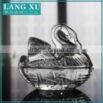 Elegant swan glass jar with lid