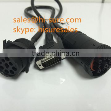 Deutsch connectors J1939PJ1939S to d-sub connector DB15P male connector for heavy duty truck diagnostic scan tool