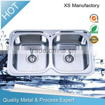 High-end handmade kitchen sink stainless steel water trough, double bowl