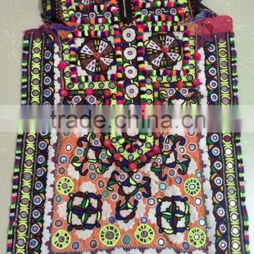 Multi color afghani pakistani heavy mirror work embroidery vintage banjara gypsy tribal textiles