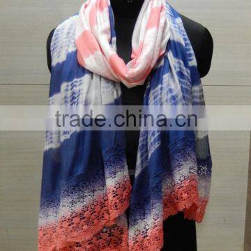 Fancy tie dye scarf with neon lace 2016-2017