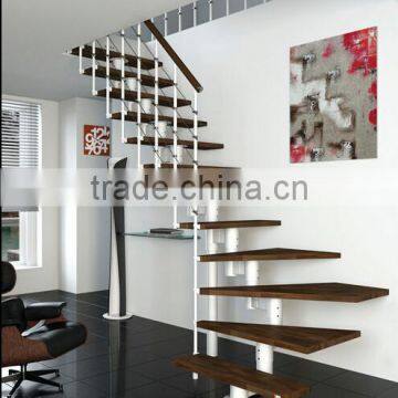 Indoor staircase designs steel wood staircase for small spaces(PR-L1116)