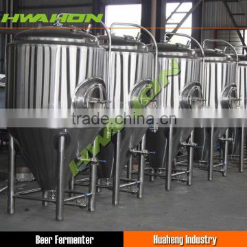 10bbl beer fermenter; vertical, tapered cylindrical vessel; independent cooling zones; Fitted with with adjustable legs