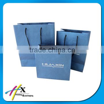 Wholesale Gloden and Silver Hot Stamping Dark Blue Paper Bag
