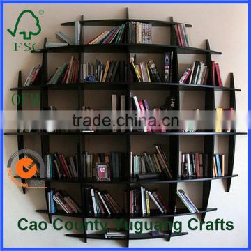 decorative wooden wall oval book shelf